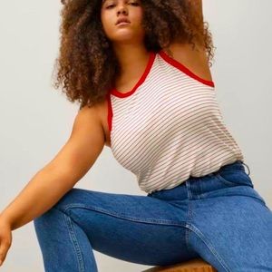 Everlane cutaway tank- red stripe